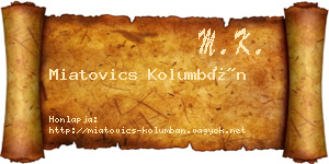 Miatovics Kolumbán névjegykártya